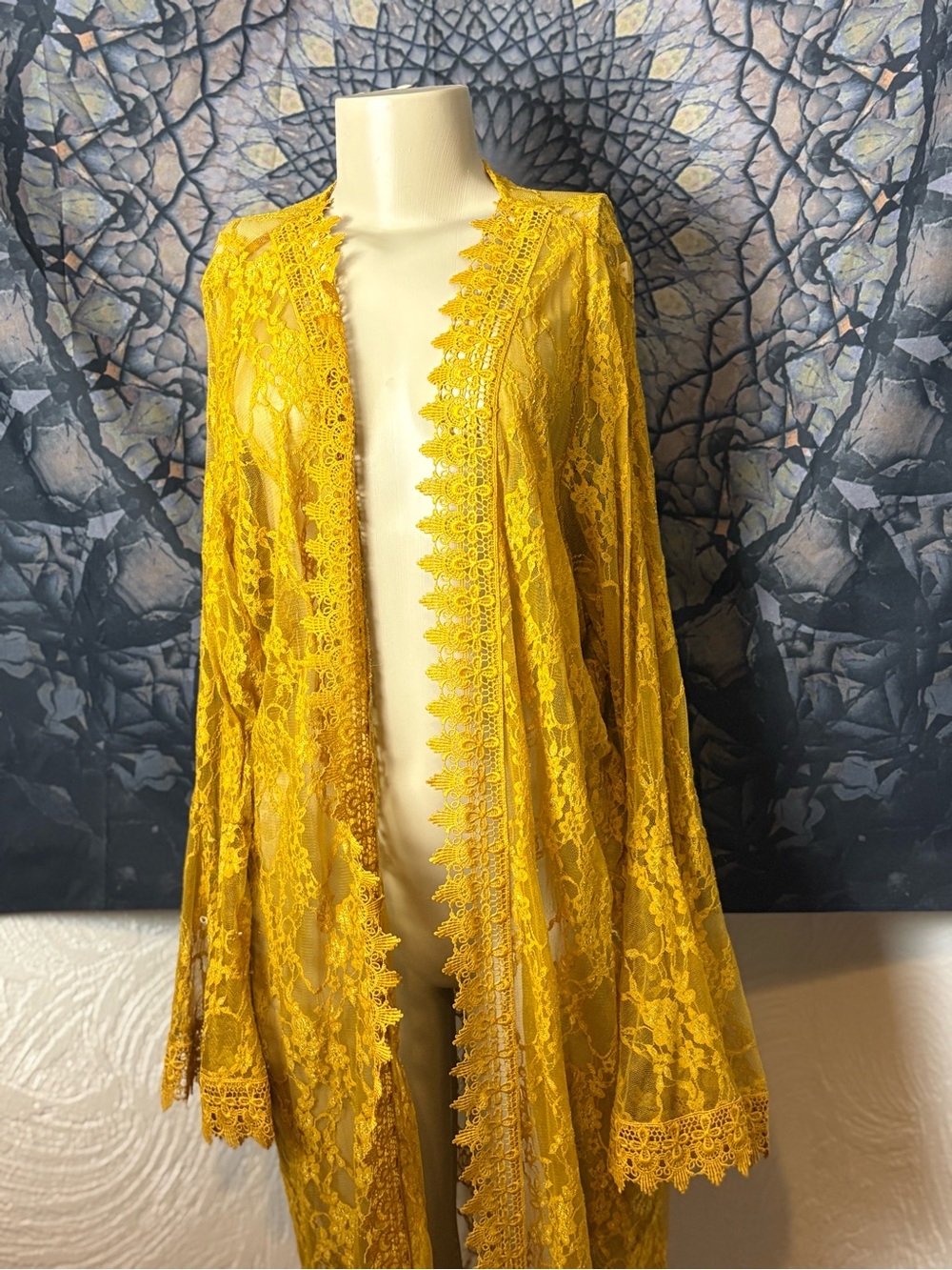 Golden Yellow Lace Robe/ Cardigan